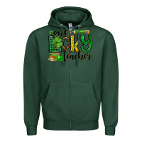 Sports Green St. Patrick's One lucky Teacher Zipper Hoodie - OliviaCreatesArt