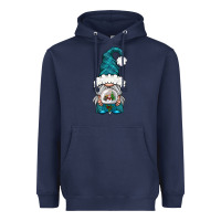 Navy winter gnome with snow globe Heavyweight Hoodie - BundleAndBundleShop