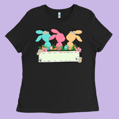 Easter Bunny Trio Ladies Tee Designed By Maliassmallbusiness