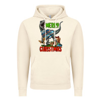 Vintage Artic merry christmas velociraptor Vintage Hoodie - LillyAllenDesigns