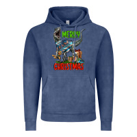 Vintage Denim merry christmas velociraptor Vintage Hoodie - LillyAllenDesigns