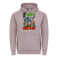 Vintage Zinc merry christmas velociraptor Vintage Hoodie - LillyAllenDesigns