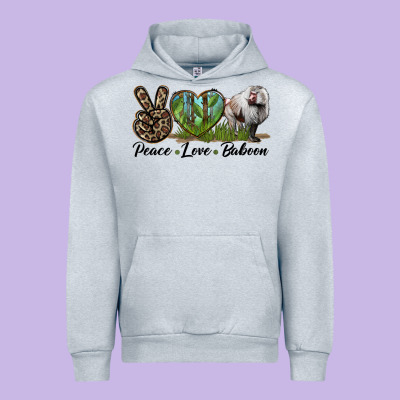 Leopard Peace Love Baboon Urban Hoodie Designed By Lillyallendesigns