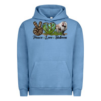 Pigment Pebble Blue Leopard Peace Love Baboon Urban Hoodie - LillyAllenDesigns