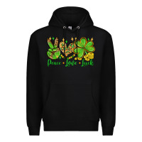 Black St. Patrick's Day Peace love luck Premium Hoodie - OliviaCreatesArt