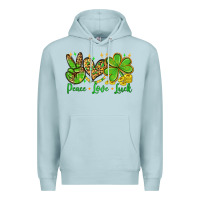 Blue Mist St. Patrick's Day Peace love luck Premium Hoodie - OliviaCreatesArt