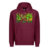 Burgundy St. Patrick's Day Peace love luck Premium Hoodie - OliviaCreatesArt