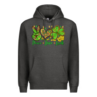Charcoal Heather St. Patrick's Day Peace love luck Premium Hoodie - OliviaCreatesArt