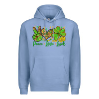 Colony Blue St. Patrick's Day Peace love luck Premium Hoodie - OliviaCreatesArt