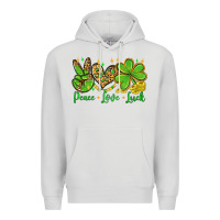 Dove Grey St. Patrick's Day Peace love luck Premium Hoodie - OliviaCreatesArt