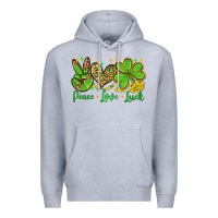Heather Grey St. Patrick's Day Peace love luck Premium Hoodie - OliviaCreatesArt