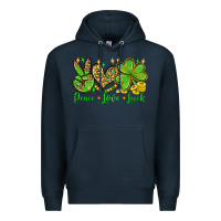 Navy St. Patrick's Day Peace love luck Premium Hoodie - OliviaCreatesArt
