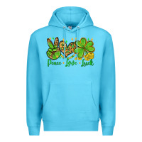 Ocean Blue St. Patrick's Day Peace love luck Premium Hoodie - OliviaCreatesArt