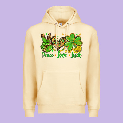 St. Patrick's Day Peace Love Luck Premium Hoodie Designed By Oliviacreatesart