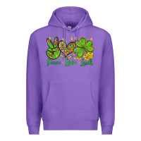 Purple St. Patrick's Day Peace love luck Premium Hoodie - OliviaCreatesArt