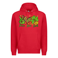 Red St. Patrick's Day Peace love luck Premium Hoodie - OliviaCreatesArt