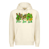 Sandshell St. Patrick's Day Peace love luck Premium Hoodie - OliviaCreatesArt