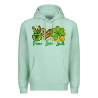Seafoam St. Patrick's Day Peace love luck Premium Hoodie - OliviaCreatesArt