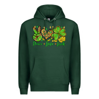 Sports Green St. Patrick's Day Peace love luck Premium Hoodie - OliviaCreatesArt