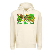 Tofu St. Patrick's Day Peace love luck Premium Hoodie - OliviaCreatesArt