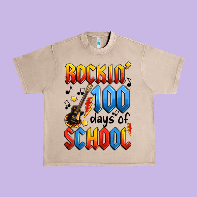 Rockin' 100 Days Of School Urban Heavy Tee Designed By Artiststas