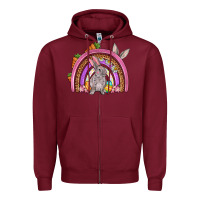 Burgundy Easter rainbow Zipper Hoodie - OliviaCreatesArt