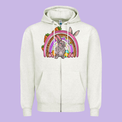 Easter Rainbow Zipper Hoodie Designed By Oliviacreatesart