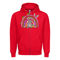 Red Easter rainbow Zipper Hoodie - OliviaCreatesArt