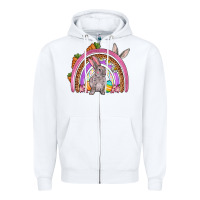 White Easter rainbow Zipper Hoodie - OliviaCreatesArt
