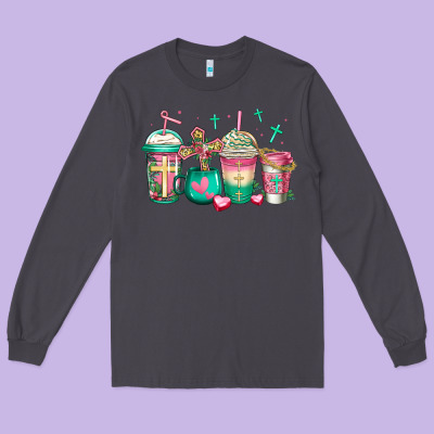 Religious Christian Coffee Cups Long Sleeve Tee Designed By Jasminsmagicworld