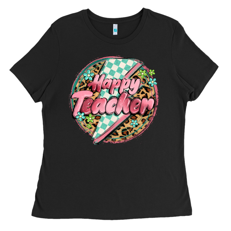 Happy Teacher Lighting Bolt Ladies Tee by MaliasSmallBusiness | Teevron