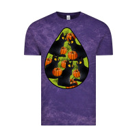 Cloud Purple Black Cat Halloween Teardrop Vintage Tee - LillyAllenDesigns
