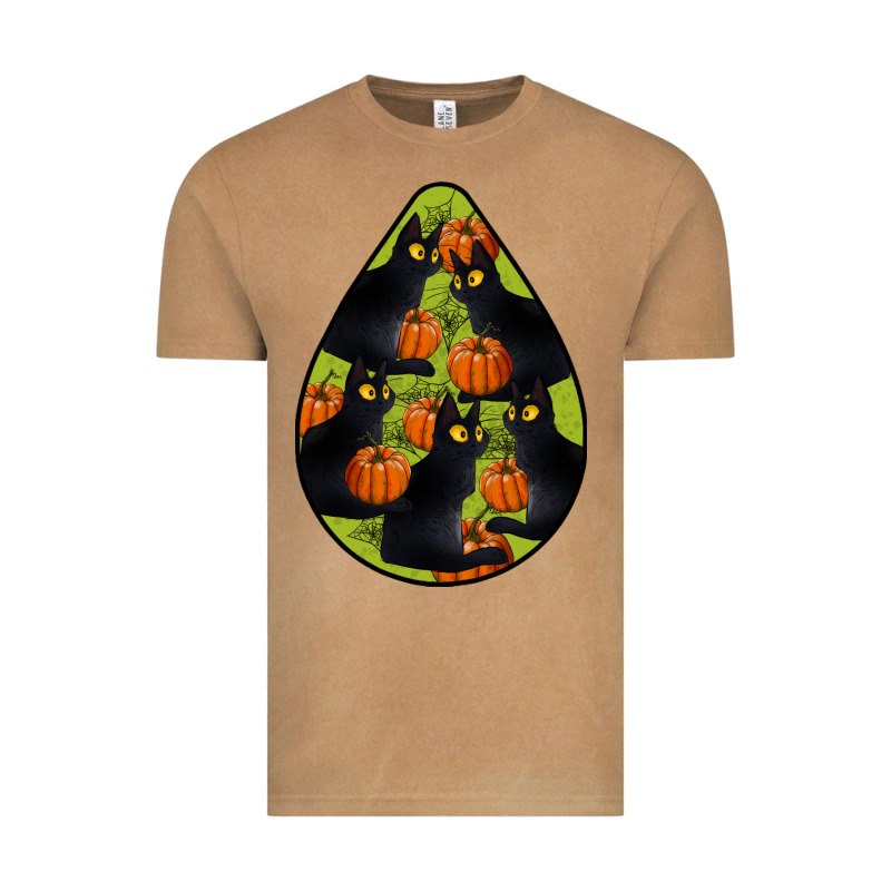 Black Cat Halloween Teardrop Vintage Tee by LillyAllenDesigns | Teevron