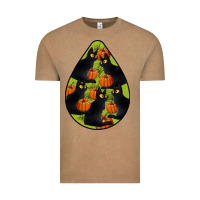 Vintage Coffee Black Cat Halloween Teardrop Vintage Tee - LillyAllenDesigns