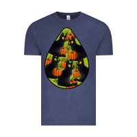 Vintage Denim Black Cat Halloween Teardrop Vintage Tee - LillyAllenDesigns