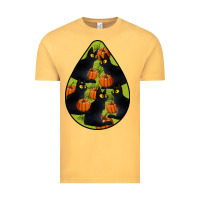 Vintage Mustard Black Cat Halloween Teardrop Vintage Tee - LillyAllenDesigns