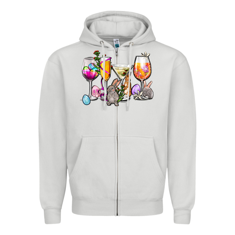 Easter Wine Glasses Zipper Hoodie by OliviaCreatesArt | Teevron
