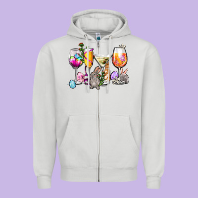 Easter Wine Glasses Zipper Hoodie Designed By Oliviacreatesart