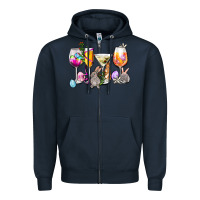 Navy Easter wine glasses Zipper Hoodie - OliviaCreatesArt