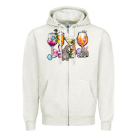 Oatmeal Heather Easter wine glasses Zipper Hoodie - OliviaCreatesArt