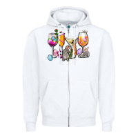 White Easter wine glasses Zipper Hoodie - OliviaCreatesArt