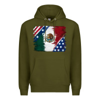 Army Green Mexican With American Flag Premium Hoodie - RanaPortraitStore
