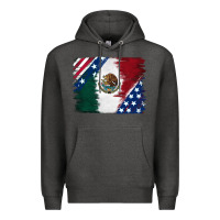 Charcoal Heather Mexican With American Flag Premium Hoodie - RanaPortraitStore
