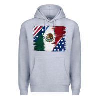 Heather Grey Mexican With American Flag Premium Hoodie - RanaPortraitStore