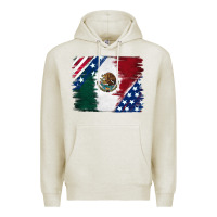 Oatmeal Heather Mexican With American Flag Premium Hoodie - RanaPortraitStore