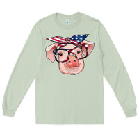 Matcha american flag with pig Long Sleeve Tee - RanaPortraitStore