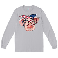 Moon Dust american flag with pig Long Sleeve Tee - RanaPortraitStore