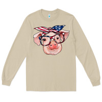 Mushroom american flag with pig Long Sleeve Tee - RanaPortraitStore