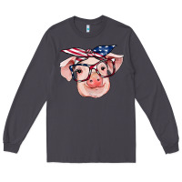 Smoke american flag with pig Long Sleeve Tee - RanaPortraitStore