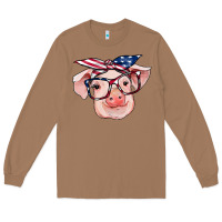 Toasted Coconut american flag with pig Long Sleeve Tee - RanaPortraitStore